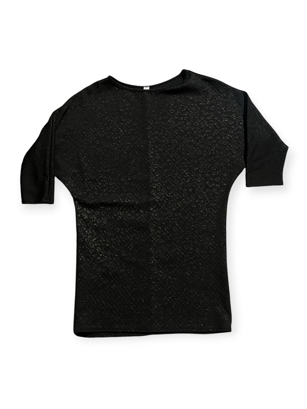 Audrey Ann Black Leopard Shimmer 3/4 Sleeve Blouse Size Small